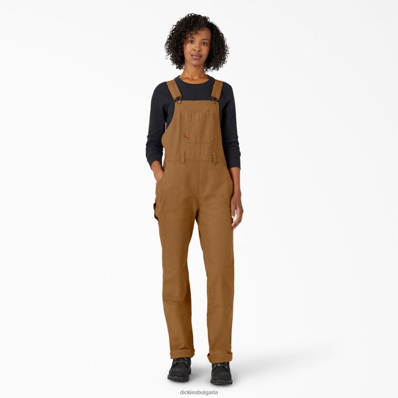 Жени Dickies патешки гащеризон с двоен преден лигавник изплакната кафява патица (rbd) облекло R2PH81568