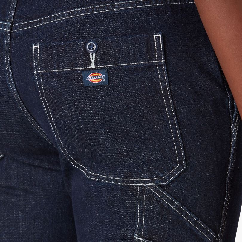 Жени Dickies дънков гащеризон с двойно коляно изплакнато индиго синьо (rnb) облекло R2PH81947