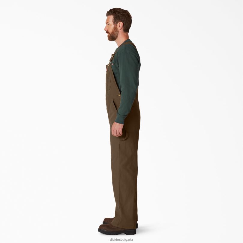 мъже Dickies класически гащеризон с лигавник изплакнат дървен материал кафяв (rtb) облекло R2PH81219