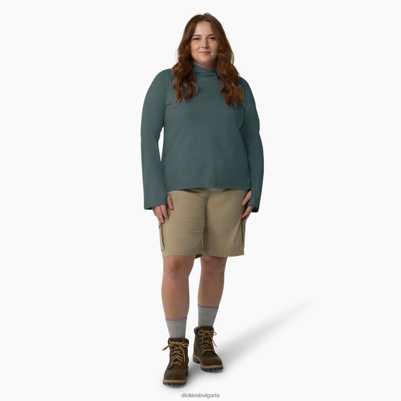 Жени Dickies плюс слънчева тениска с охлаждаща производителност линкълн грийн (лн) облекло R2PH81647