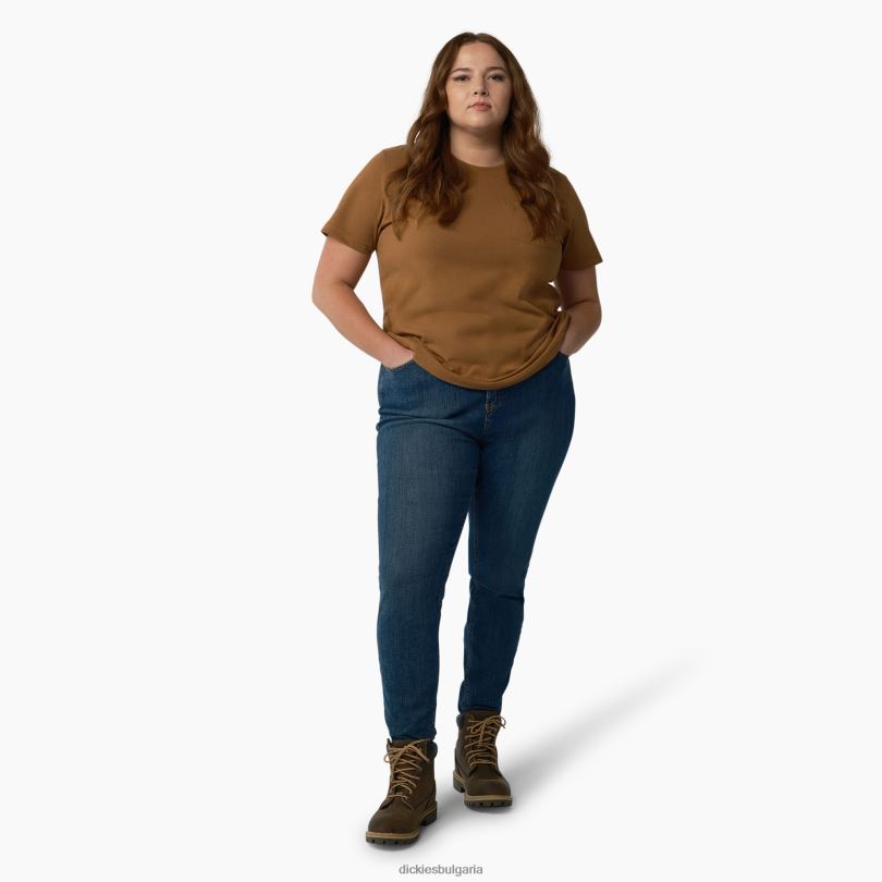 Жени Dickies плюс тежка тениска с къс ръкав кафява патица (bd) облекло R2PH81966
