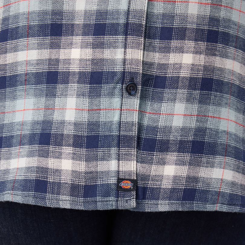 Жени Dickies плюс карирана фланелена риза с дълъг ръкав ясно синьо/морско омбре каре (c1f) облекло R2PH82208