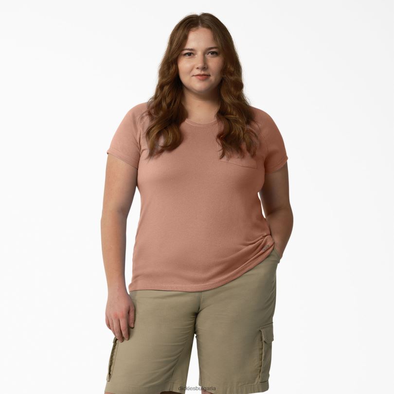 Жени Dickies плюс охлаждаща тениска с къс ръкав корк с едно багрило хедър (c2k) облекло R2PH81587