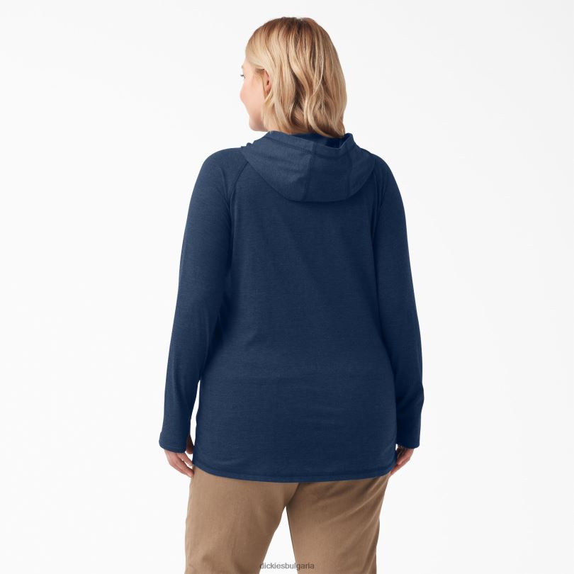 Жени Dickies плюс слънчева тениска с охлаждаща производителност тъмно синьо хедър (dnh) облекло R2PH81643
