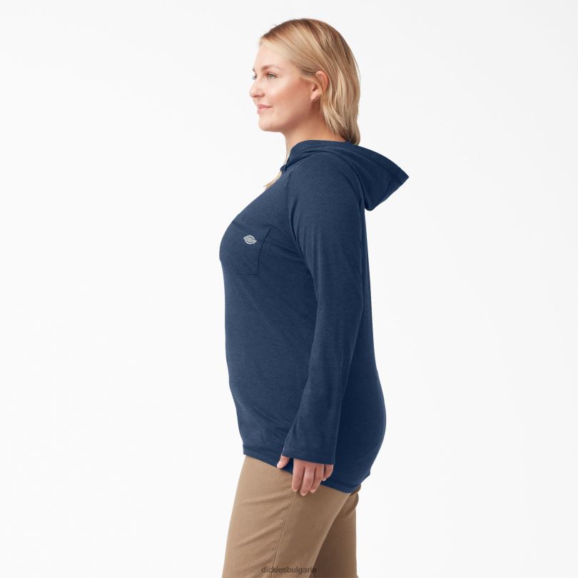 Жени Dickies плюс слънчева тениска с охлаждаща производителност тъмно синьо хедър (dnh) облекло R2PH81643