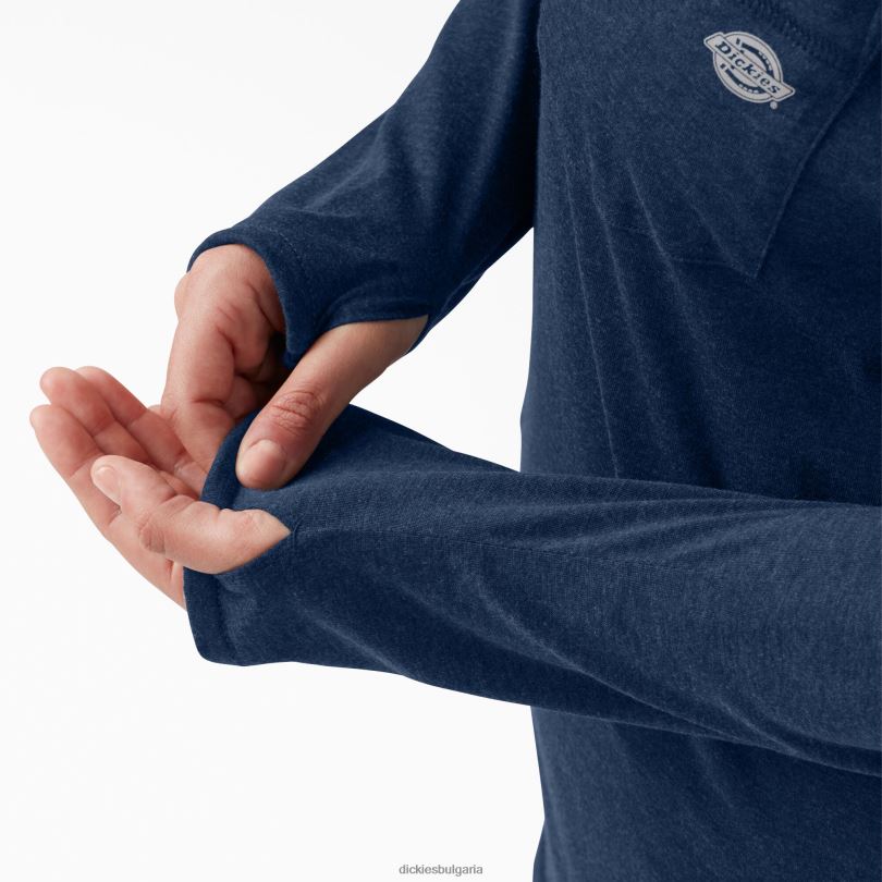 Жени Dickies плюс слънчева тениска с охлаждаща производителност тъмно синьо хедър (dnh) облекло R2PH81643