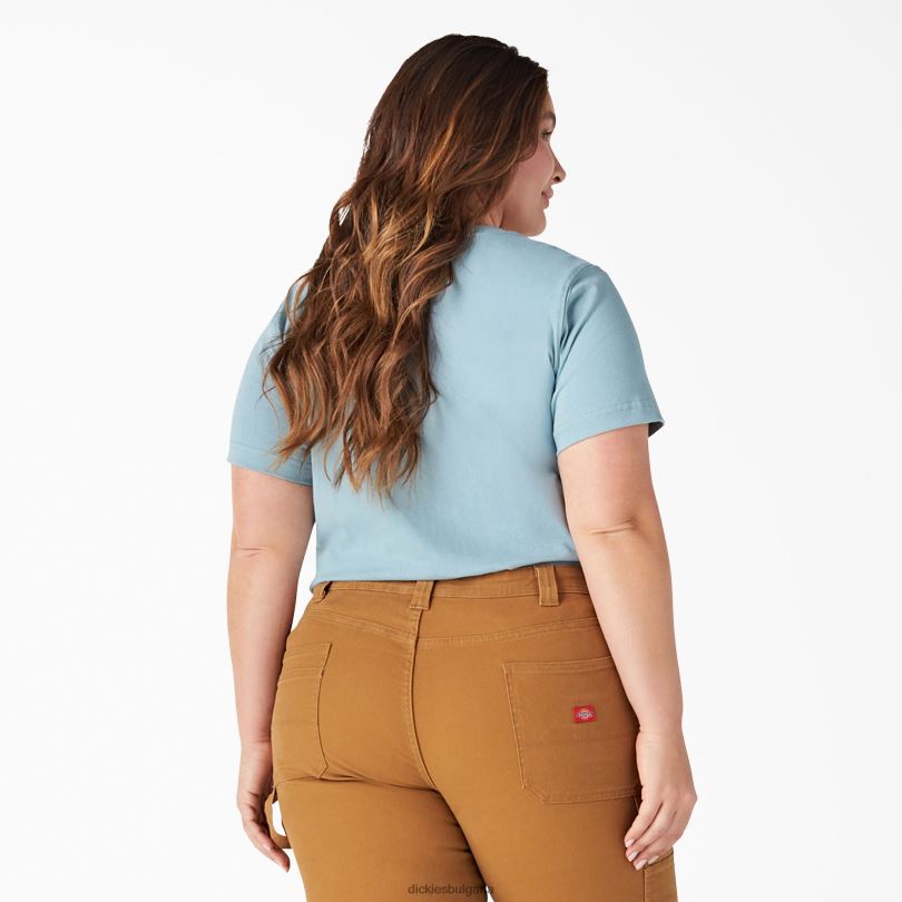 Жени Dickies плюс тежка тениска с къс ръкав док синьо (du1) облекло R2PH81969