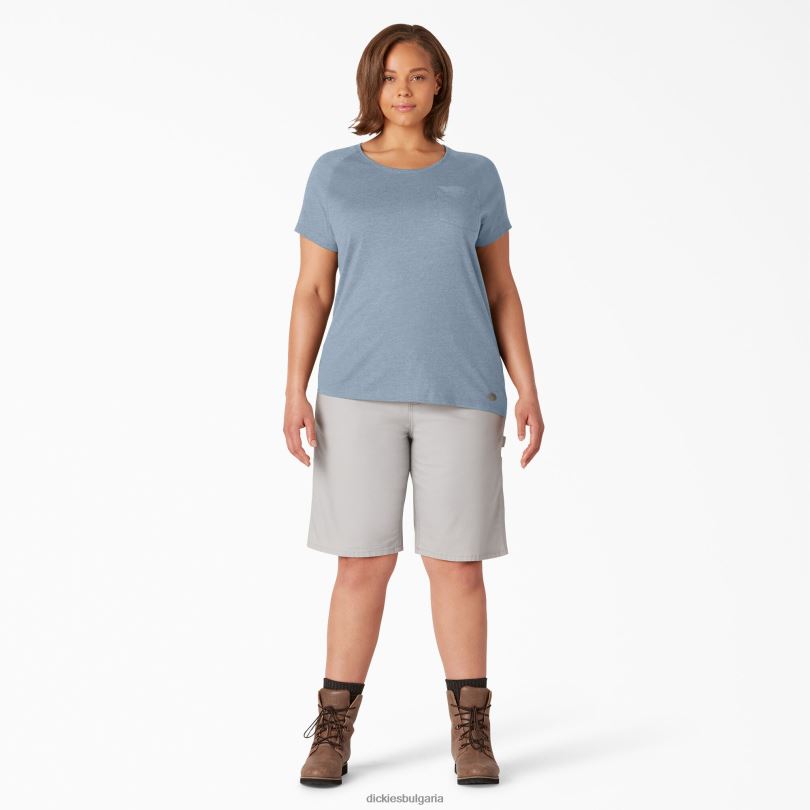 Жени Dickies плюс охлаждаща тениска с къс ръкав мъгливо синьо (fe) облекло R2PH81589