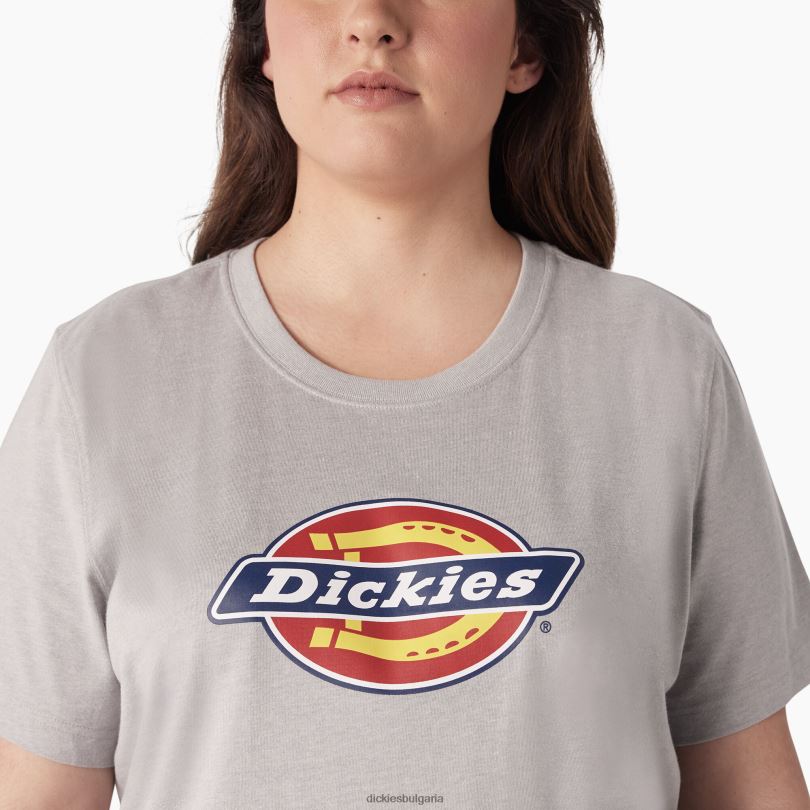 Жени Dickies плюс тениска с лого на тежка категория хедър сиво (h2) облекло R2PH82144