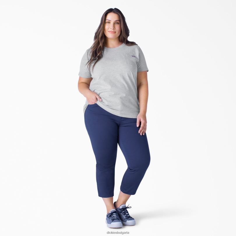 Жени Dickies плюс тежка тениска с къс ръкав хедър сиво (hg) облекло R2PH81970