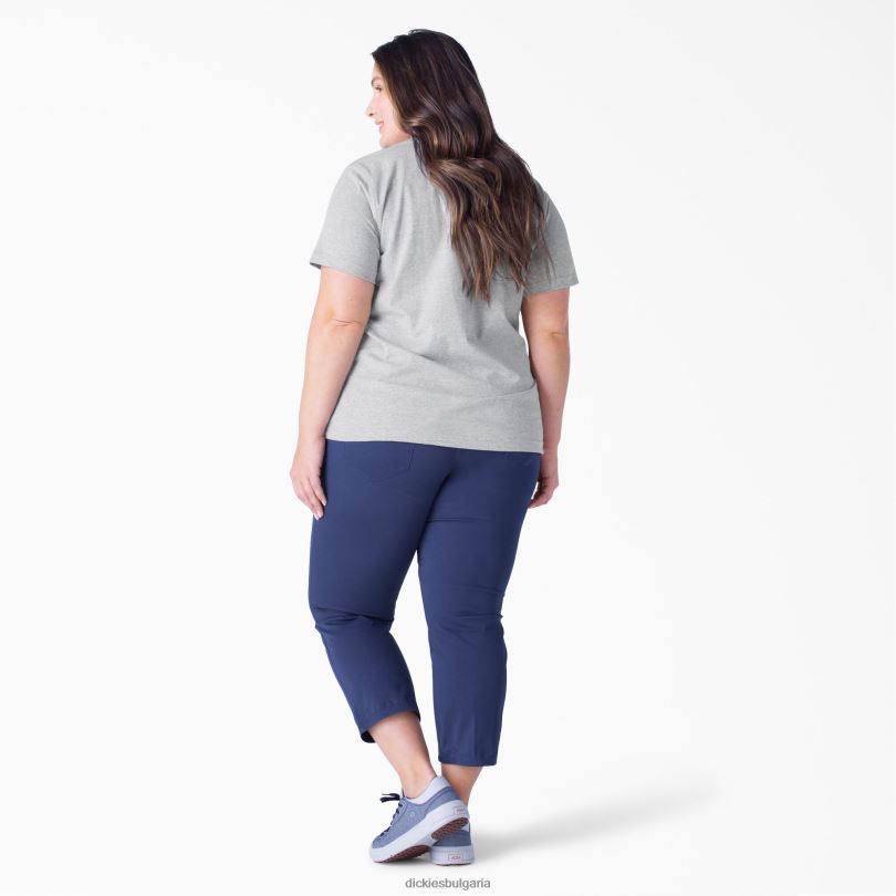 Жени Dickies плюс тежка тениска с къс ръкав хедър сиво (hg) облекло R2PH81970