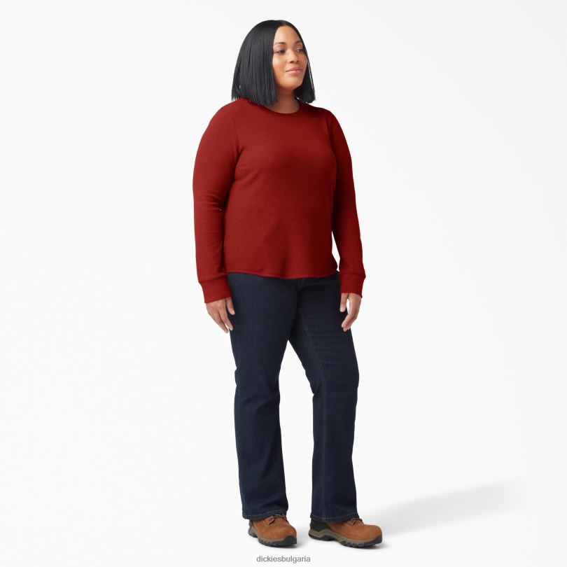 Жени Dickies плюс тениска с дълъг ръкав разтопена лава хедър (m2h) облекло R2PH82072