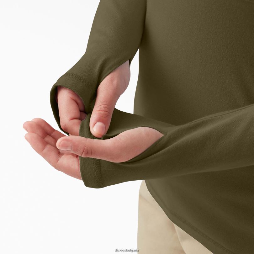 Жени Dickies плюс слънчева тениска с охлаждаща производителност военен зелен хедър (mld) облекло R2PH81648