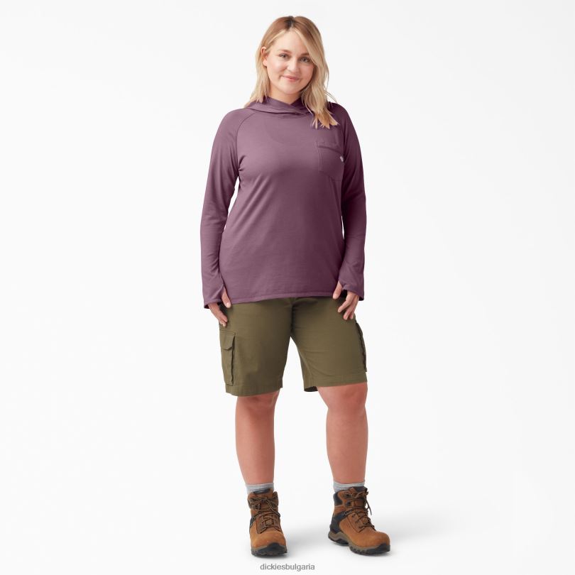 Жени Dickies плюс слънчева тениска с охлаждаща производителност лилава сянка хедър (vsh) облекло R2PH81650