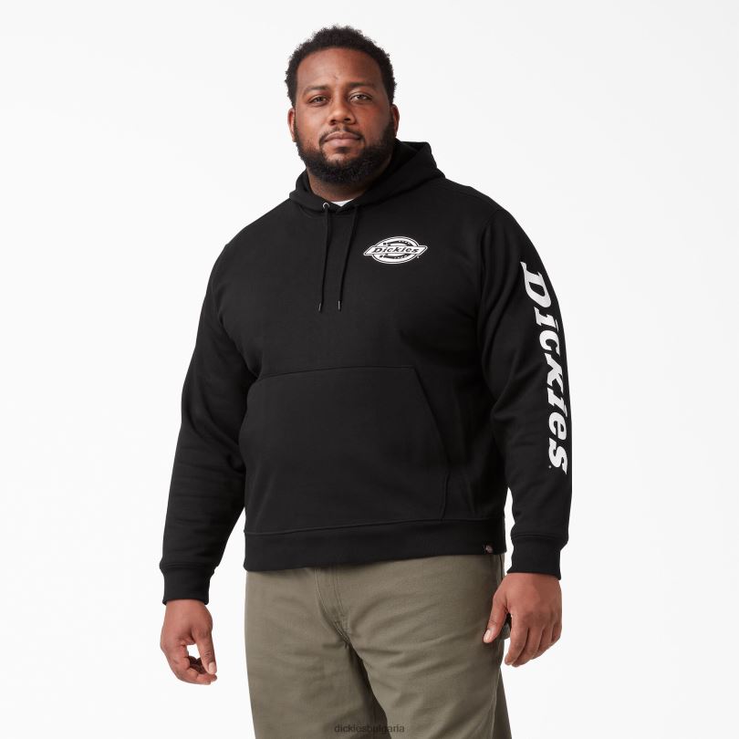 мъже Dickies поларена качулка с ръкав с лого черно (bk) облекло R2PH81147