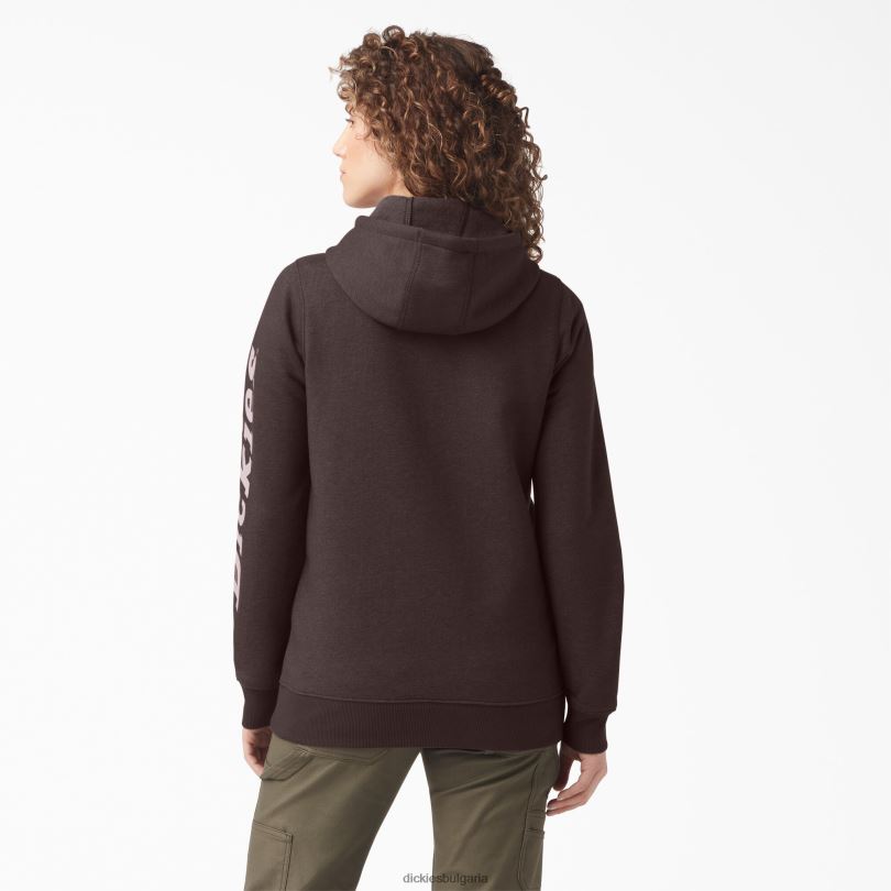 Жени Dickies тежък пуловер с ръкави с лого шоколадово кафяв хедър (cbh) облекло R2PH82303