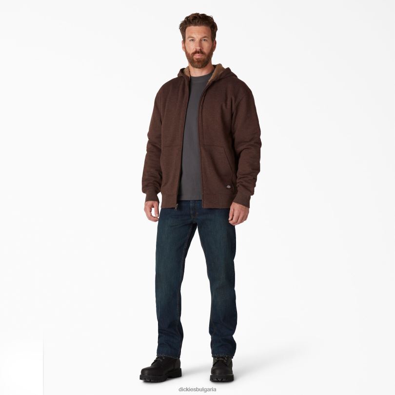 мъже Dickies суичър с висок цип, подплатен с полар шоколадов хедър (cth) облекло R2PH81010