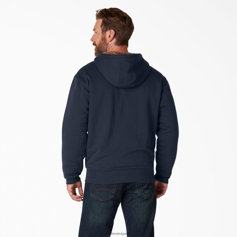 мъже Dickies суичър с висок цип, подплатен с полар тъмно синьо (dn) облекло R2PH81012