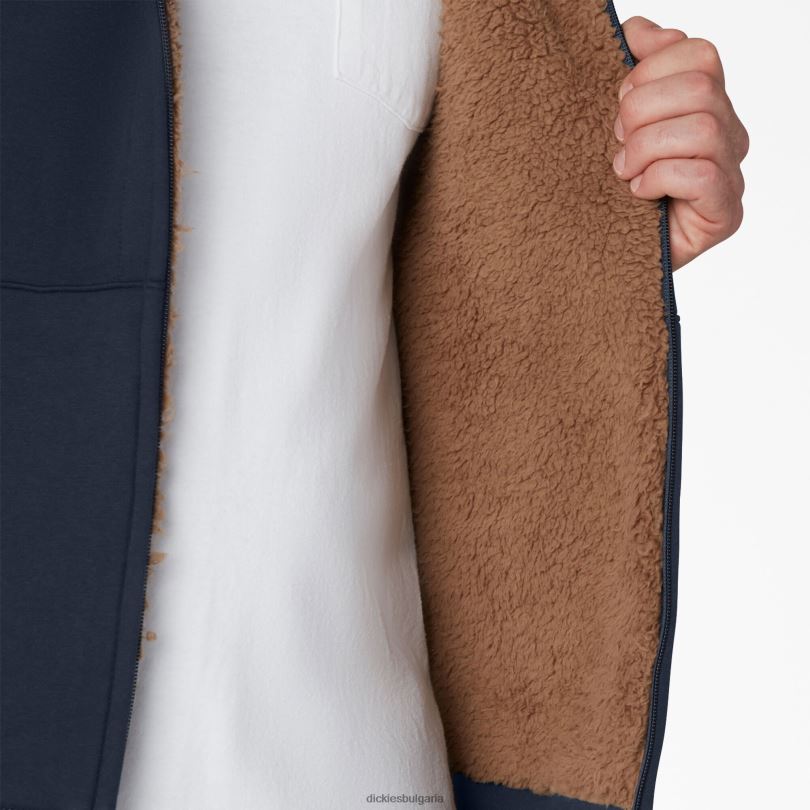 мъже Dickies суичър с висок цип, подплатен с полар тъмно синьо (dn) облекло R2PH81012