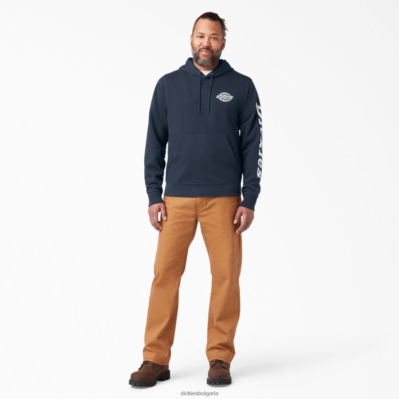 мъже Dickies поларена качулка с ръкав с лого тъмно синьо (dn) облекло R2PH81148