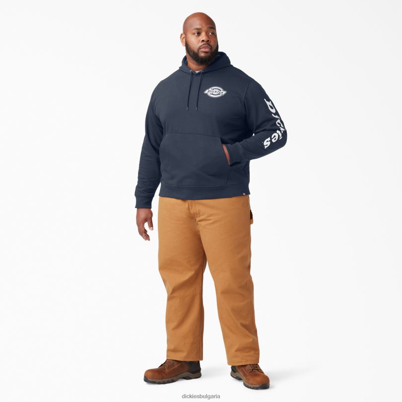 мъже Dickies поларена качулка с ръкав с лого тъмно синьо (dn) облекло R2PH81148