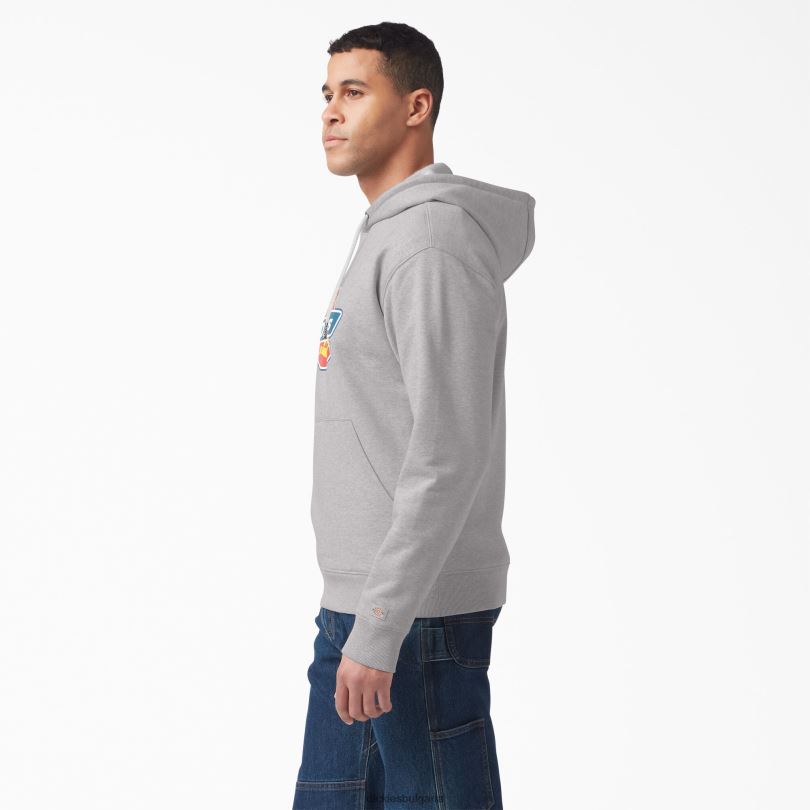 мъже Dickies водоотблъскваща трицветна качулка с лого хедър сиво (hg) облекло R2PH81106