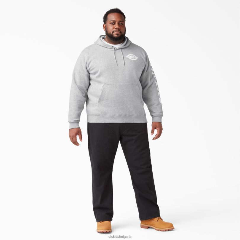 мъже Dickies поларена качулка с ръкав с лого хедър сиво (hg) облекло R2PH81149