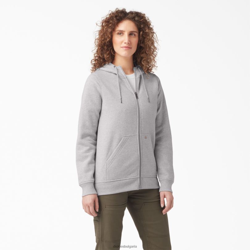 Жени Dickies тежка качулка от полар с пълен цип хедър сиво (hg) облекло R2PH82287