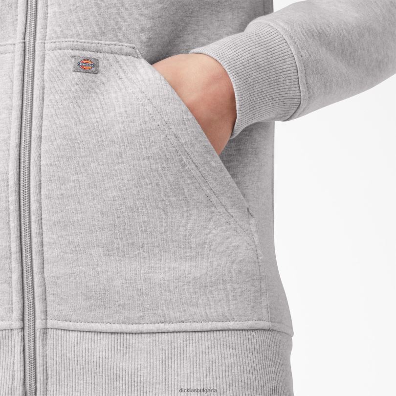 Жени Dickies тежка качулка от полар с пълен цип хедър сиво (hg) облекло R2PH82287