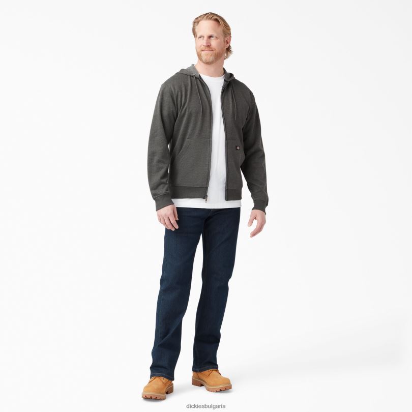 мъже Dickies качулка с цип от полар тъмно хедър сиво (iyd) облекло R2PH8981