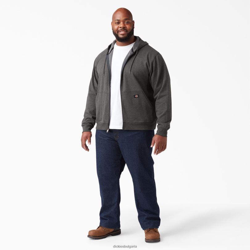 мъже Dickies качулка с цип от полар тъмно хедър сиво (iyd) облекло R2PH8981