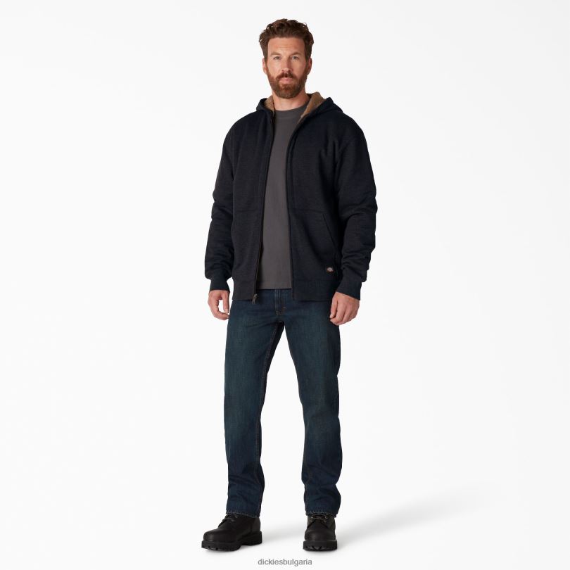 мъже Dickies суичър с висок цип, подплатен с полар черно (kbk) облекло R2PH81013