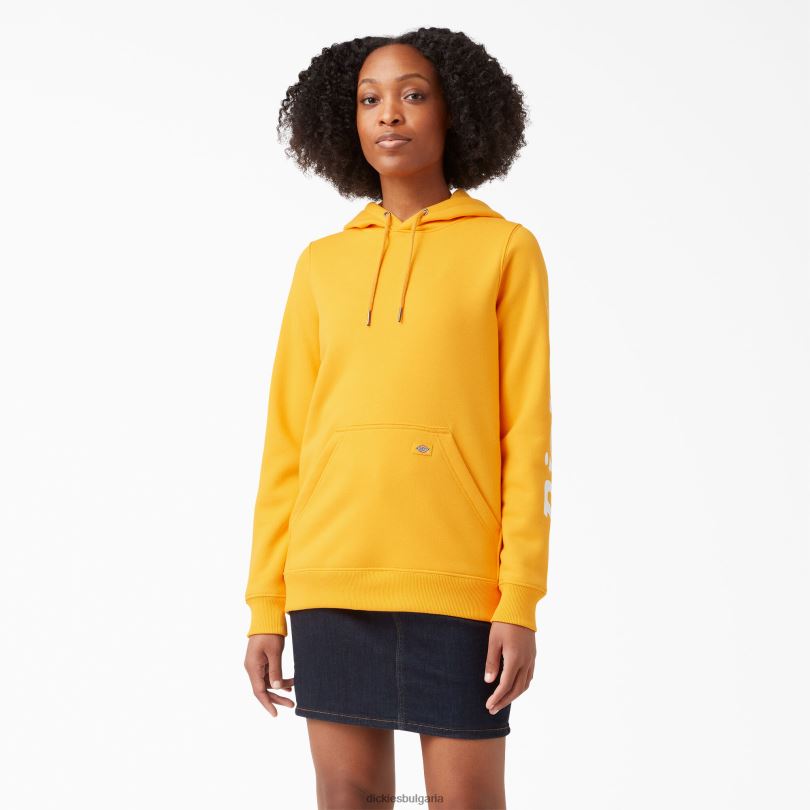 Жени Dickies тежък пуловер с ръкави с лого сияещо жълто (r2y) облекло R2PH82312