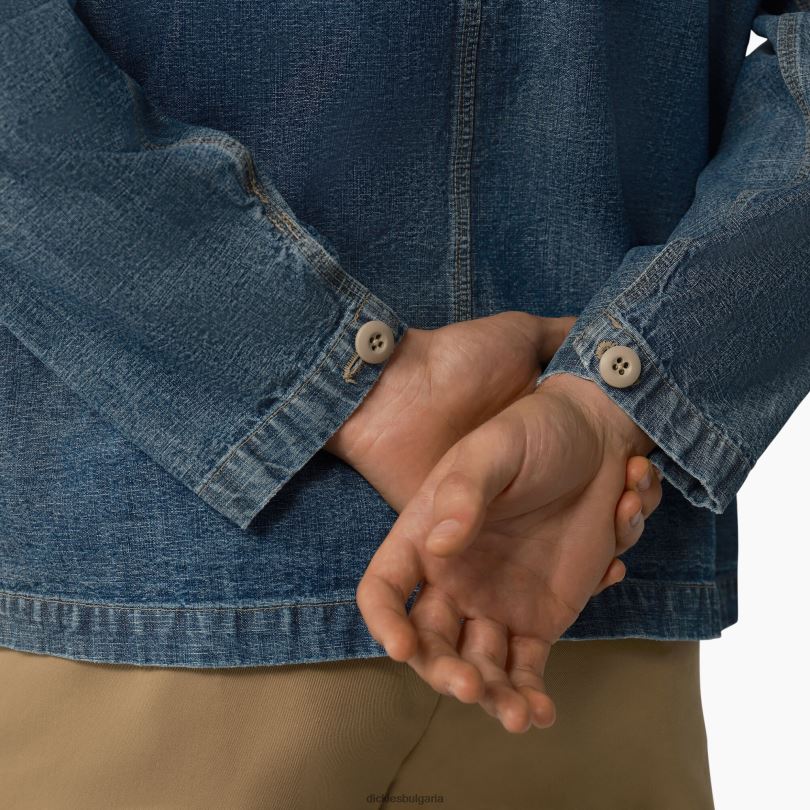 мъже Dickies Риза от 1922 г. с паднали рамене stonewashed индиго синьо (snb) облекло R2PH8977