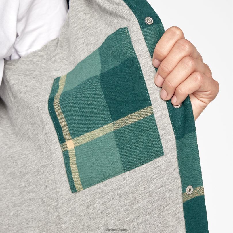 Жени Dickies фланелено яке с качулка карирана зелена патица (a2v) облекло R2PH82274