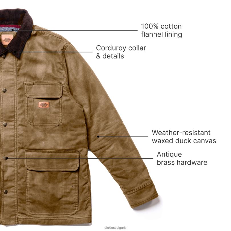мъже Dickies палто от восъчен брезент жълъд (ac2) облекло R2PH81014