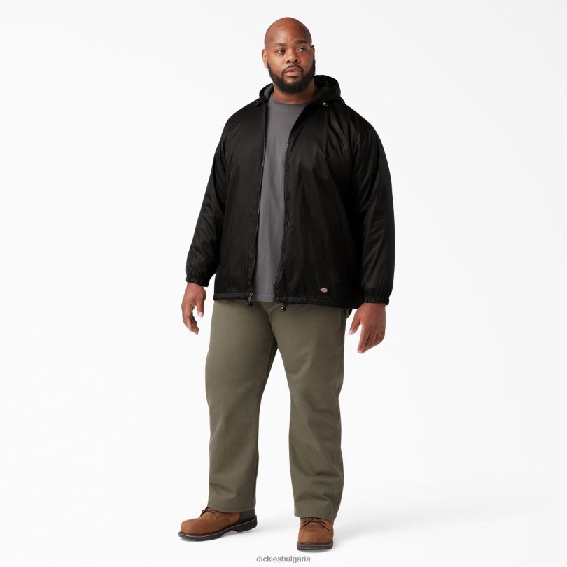 мъже Dickies найлоново яке с качулка с поларена подплата черно (bk) облекло R2PH81046