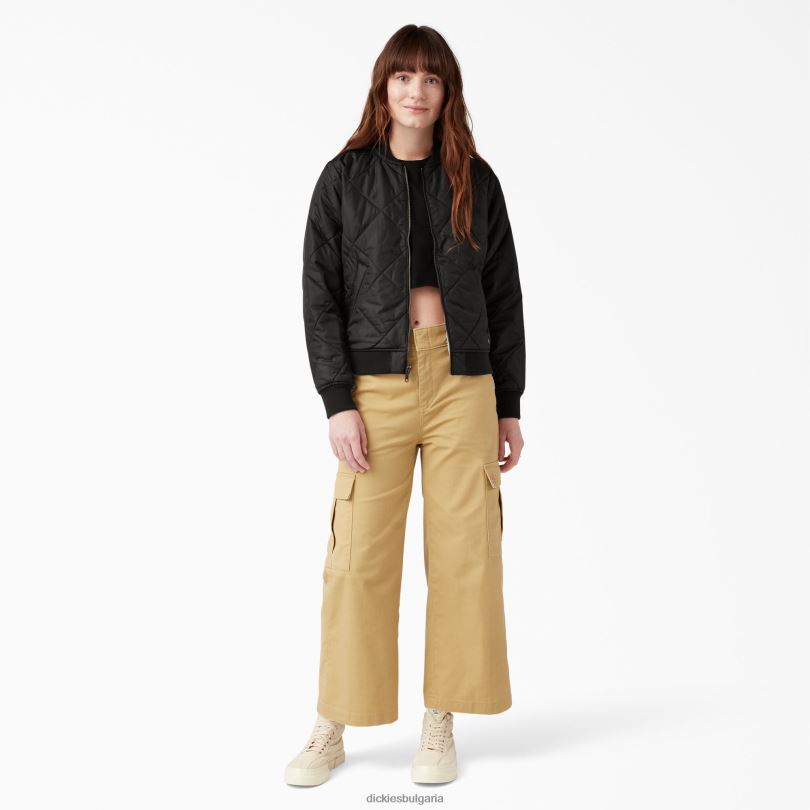 Жени Dickies ватирано бомбър яке черно (bk) облекло R2PH82279