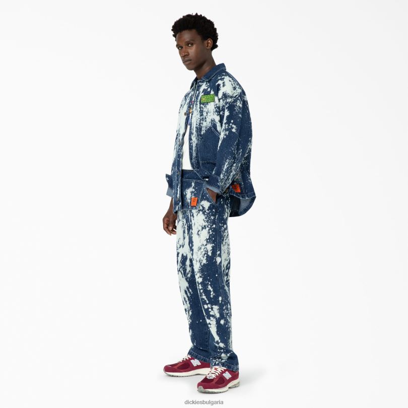 мъже Dickies мозъчно мъртъв избелено дънково яке избелено индиго синьо (bnb) облекло R2PH81158