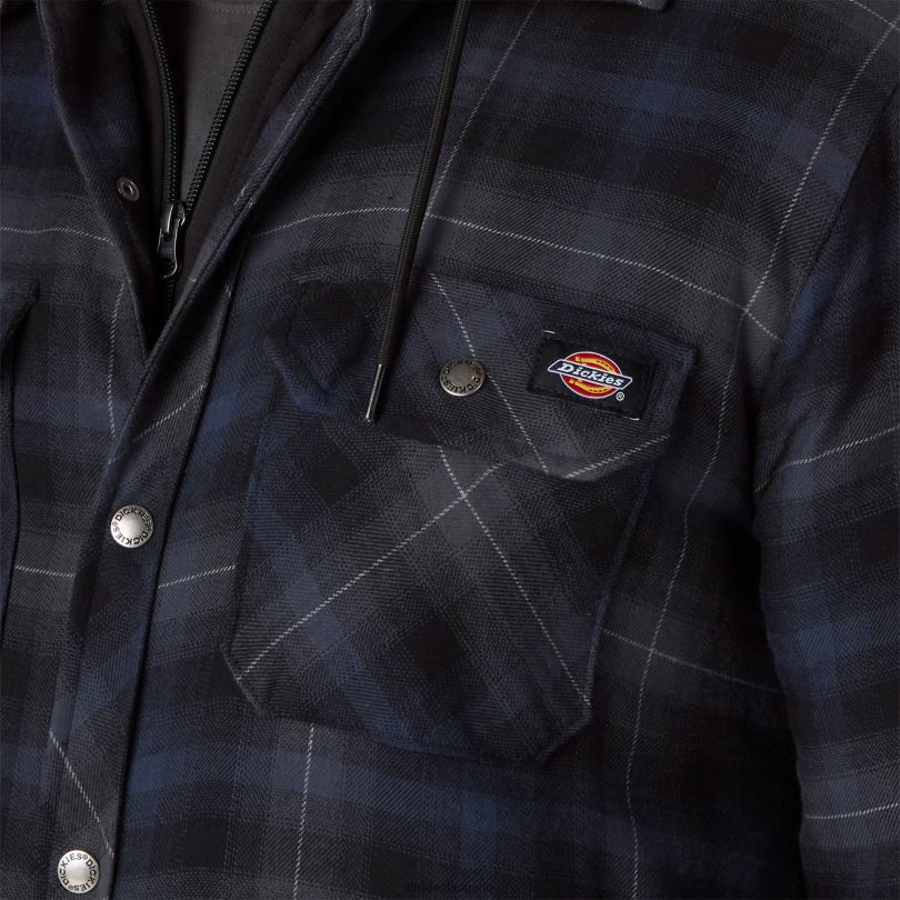 мъже Dickies сако фланелена риза с dwr тъмносиньо омбре каре с черно мастило (b2p) облекло R2PH81060