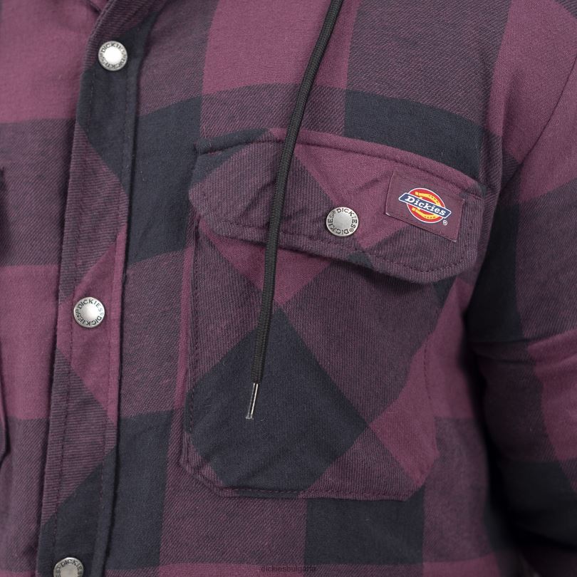 мъже Dickies фланелена фланелена риза с качулка и спокойна форма гроздово вино биволско каре (gpn) облекло R2PH81006