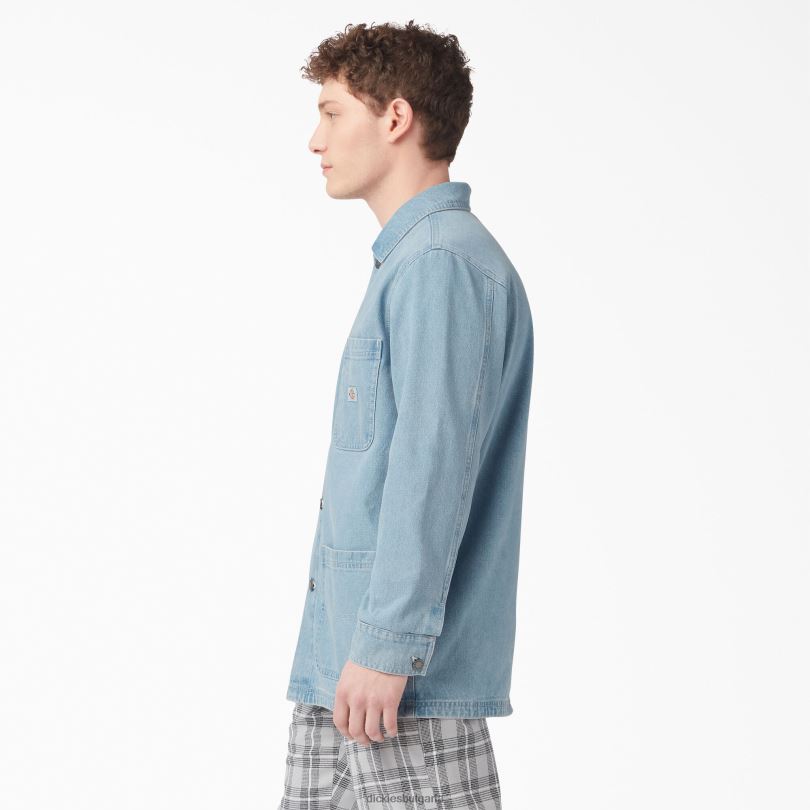 мъже Dickies дънково палто за работа светъл деним (ltd) облекло R2PH8992