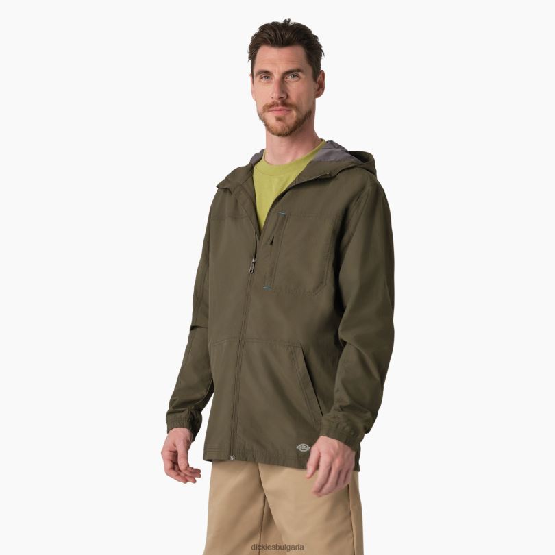 мъже Dickies защитено охлаждащо рипстоп яке с качулка зелен мъх (ms) облекло R2PH81156