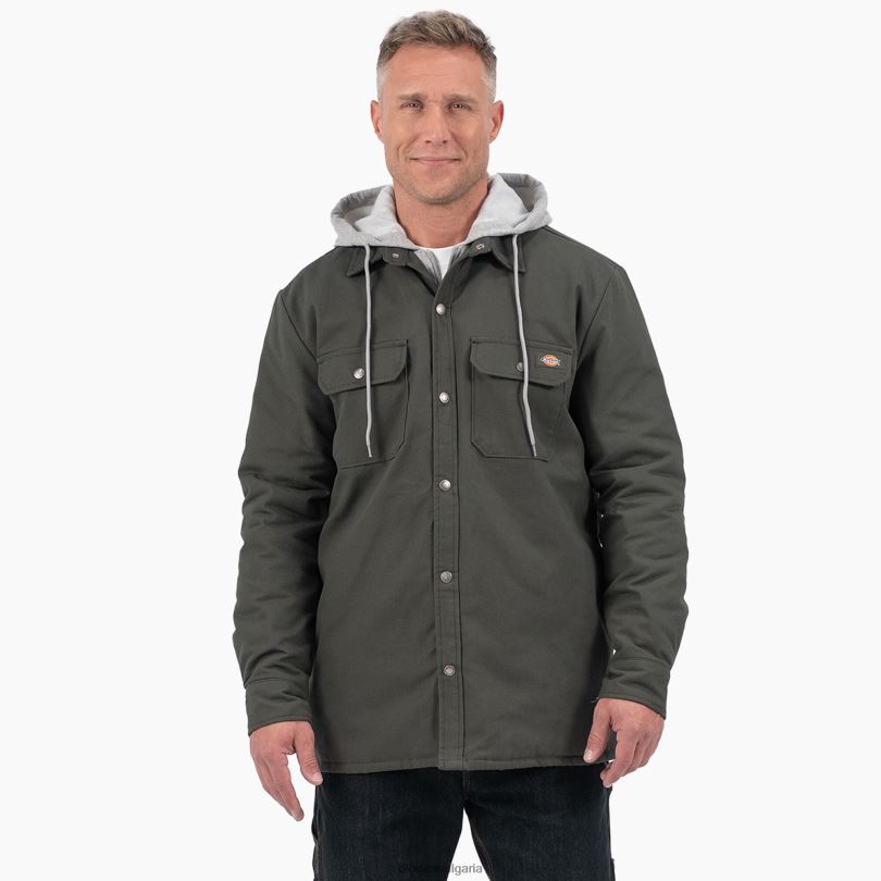 мъже Dickies ватирана риза с качулка икона за спокойна форма маслинено зелено (og) облекло R2PH81054