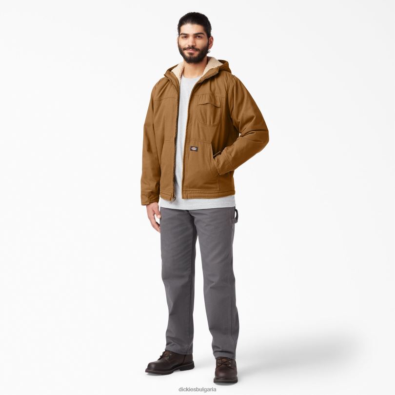 мъже Dickies яке с качулка и подплата от полар изплакната кафява патица (rbd) облекло R2PH81066