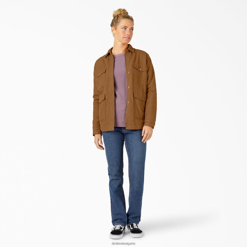 Жени Dickies патешко палто с подплата от руно с висок косъм изплакната кафява патица (rbd) облекло R2PH82376