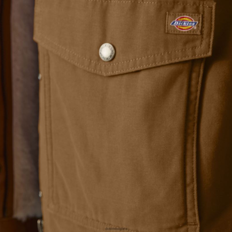 Жени Dickies патешко палто с подплата от руно с висок косъм изплакната кафява патица (rbd) облекло R2PH82376