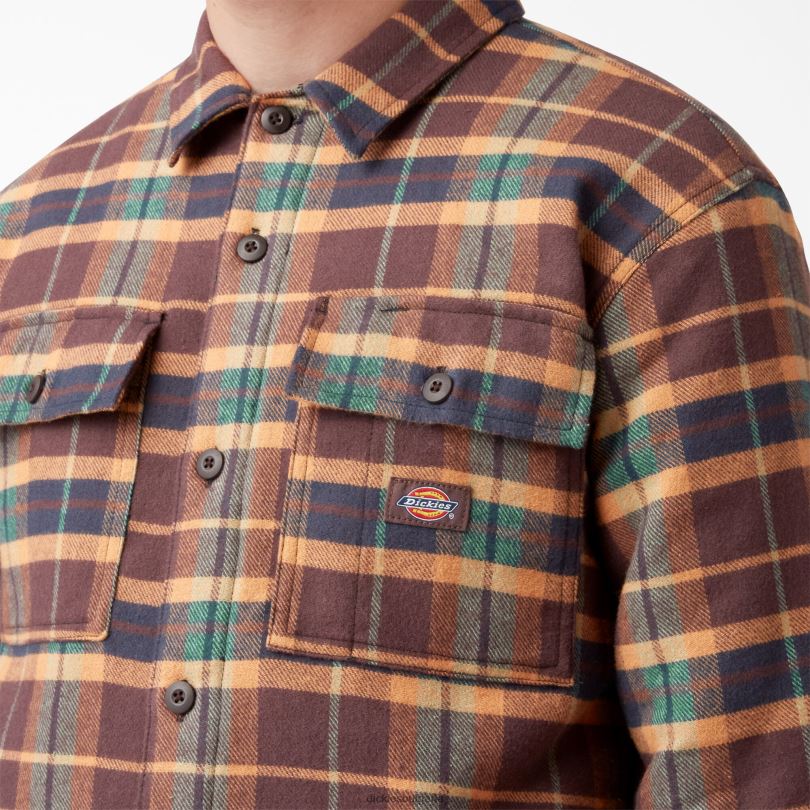 мъже Dickies риза с фланелена ватирана подплата кафяво джинджифилово каре с бръшлян (rpg) облекло R2PH81114
