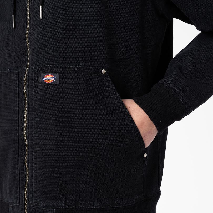мъже Dickies бомбър яке с качулка stonewashed black (sbk) облекло R2PH81163