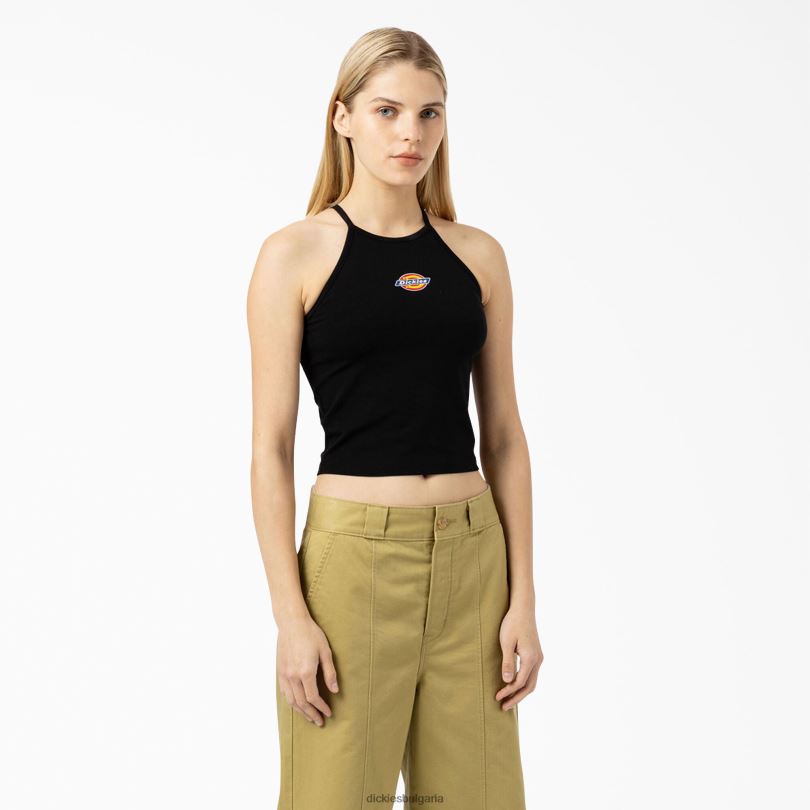 Жени Dickies скъсен потник с верига езеро черно (bk) облекло R2PH82140